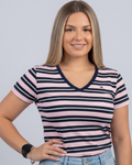 Blusa Tommy Hilfiger color rosado rayas azules