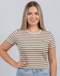 Blusa Tommy Hilfiger color beige rayas verdes