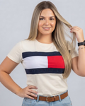 Blusa Tommy Hilfiger color beige estampada