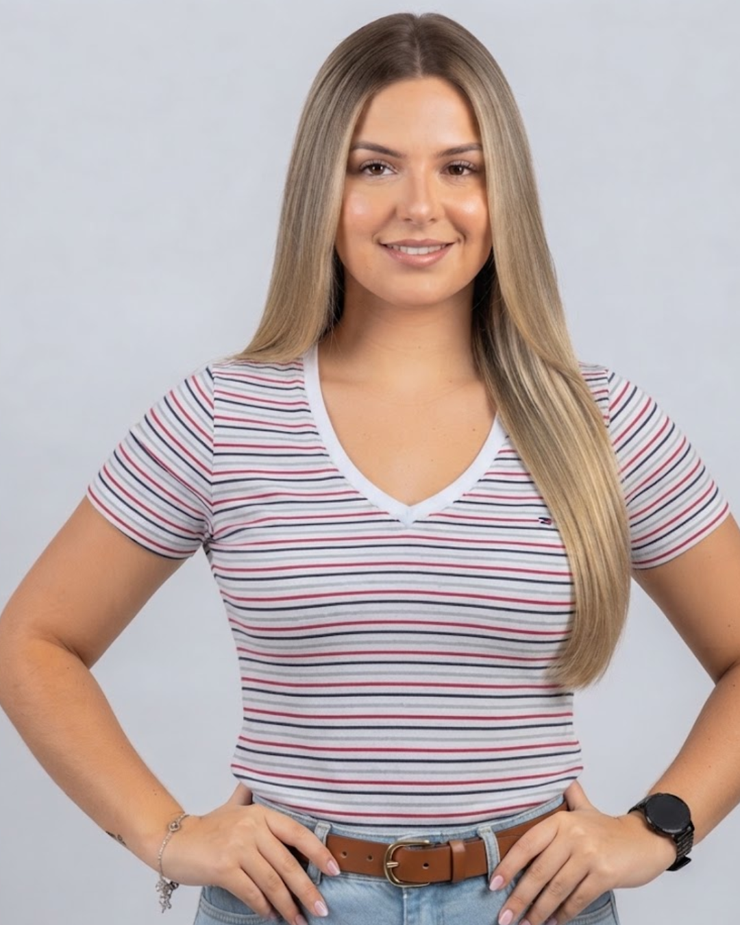 Blusa Tommy Hilfiger color blanca rayas multicolor