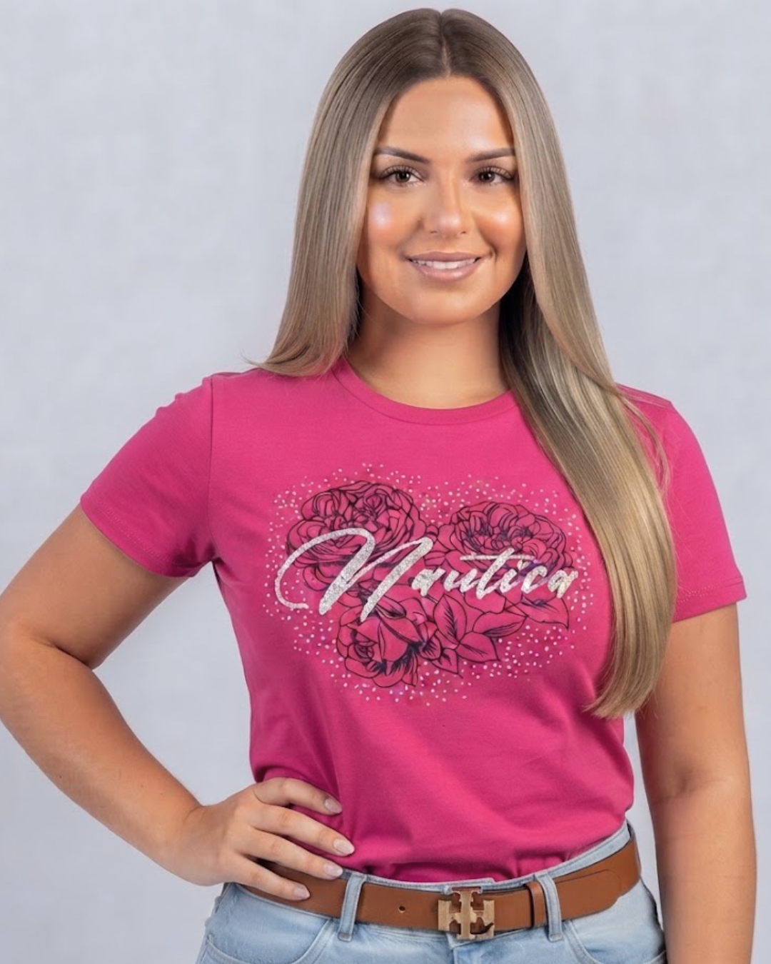 Blusa Náutica color fucsia estampada