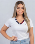 Blusa Tommy Hilfiger color blanco cuello icónico