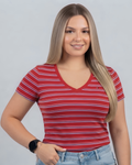 Blusa Tommy Hilfiger color rojo rayas multicolor
