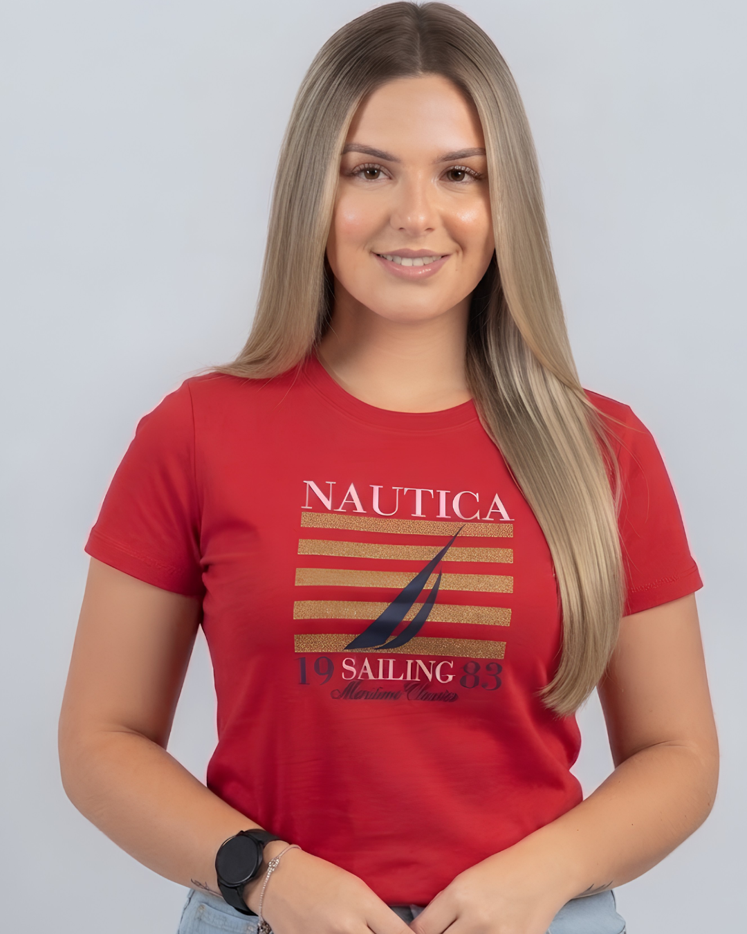 Blusa Náutica color rojo estampado