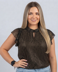 Blusa Tommy Hilfiger color negro puntos dorados