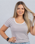 Blusa Tommy Hilfiger color blanco rayas azules y rosadas