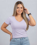 Blusa Tommy Hilfiger color lila rayas blancas