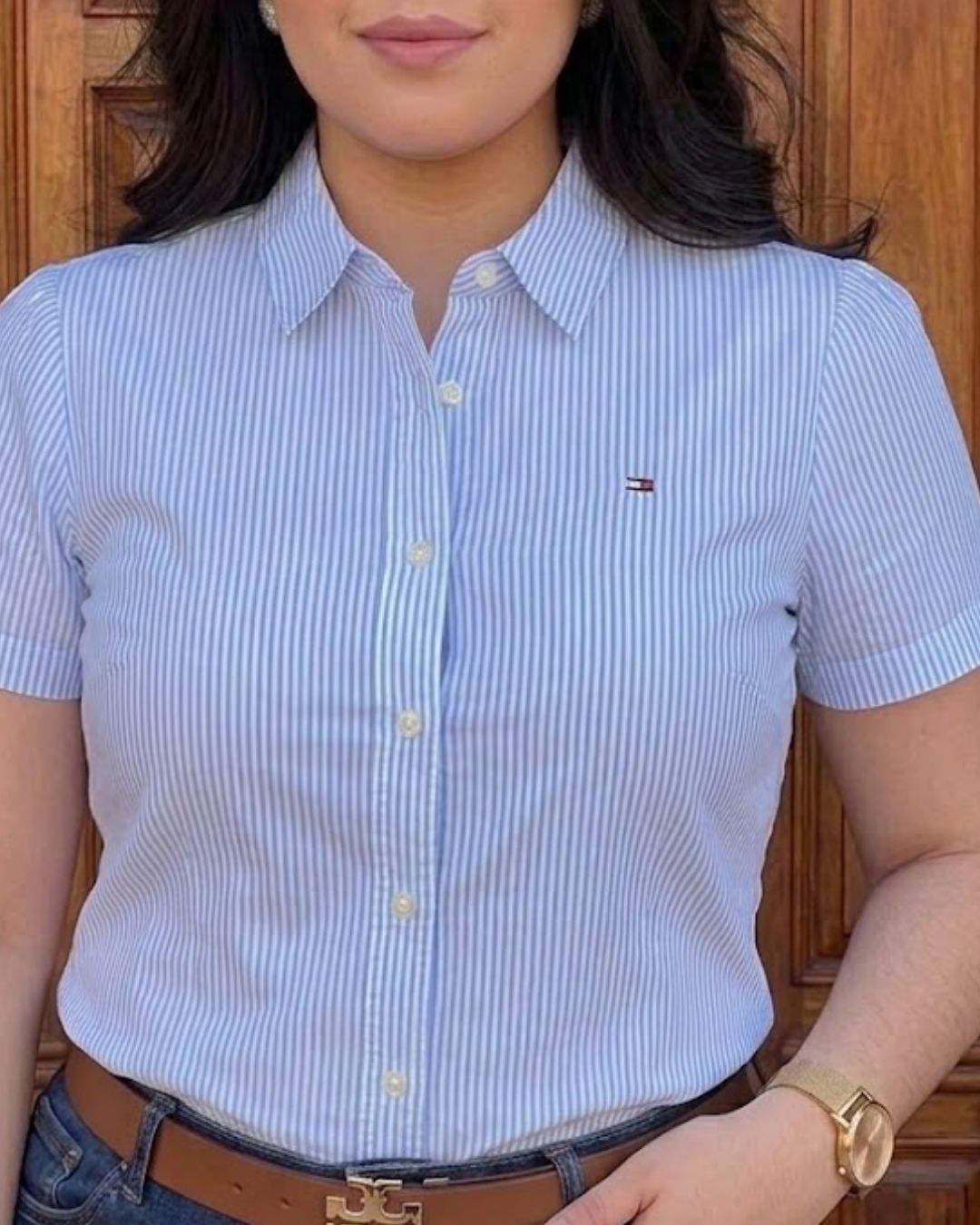 Camisera Tommy Hilfiger rayas celestes