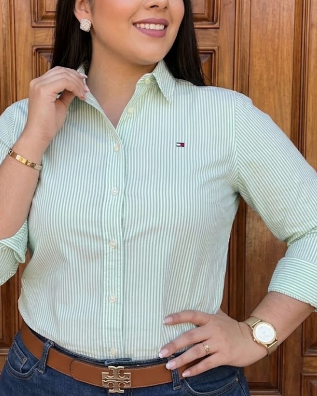 Camisera Tommy Hilfiger rayas verdes