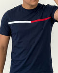 Camiseta Tommy Hilfiger color azul con logo de bandera bordado