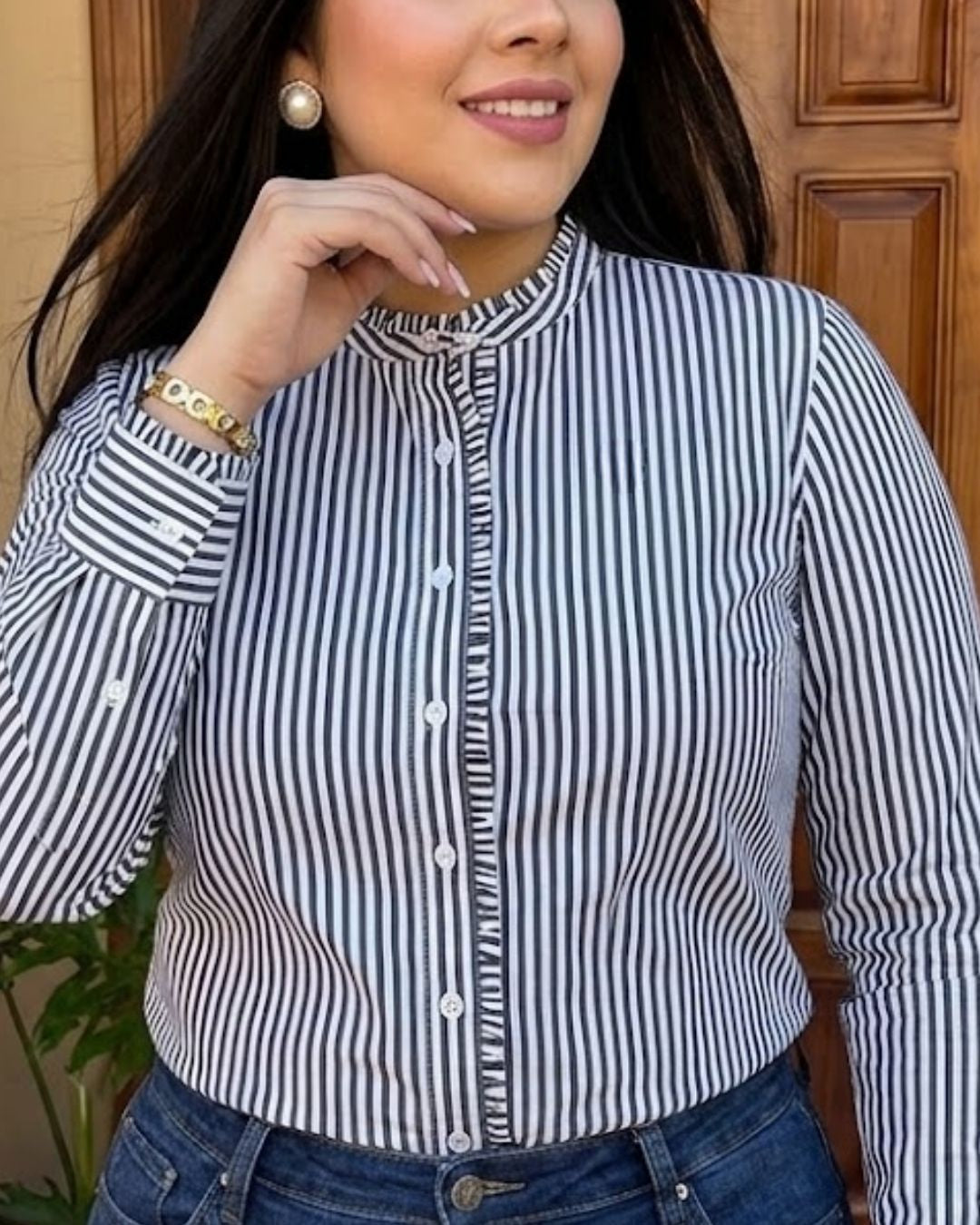 Camisera Tommy Hilfiger color blanco rayas grises