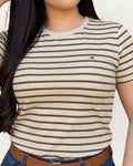 Blusa Tommy Hilfiger color beige rayas verdes