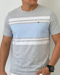 Camiseta Tommy Hilfiger color gris de rayas en bloque