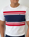 Camiseta Tommy Hilfiger color blanco de rayas en bloque