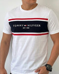 Camiseta Tommy Hilfiger color blanco Block Stripe Logo