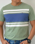 Camiseta Tommy Hilfiger color verde de rayas en bloque