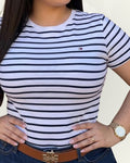 Blusa Tommy Hilfiger color blanca rayas azules