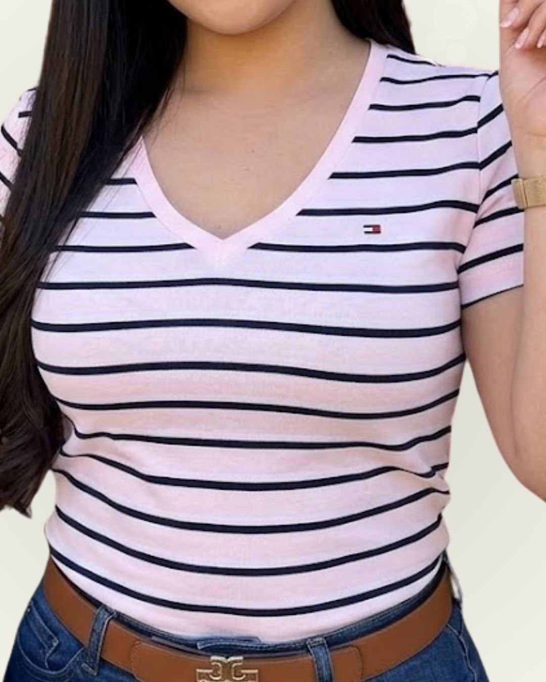 Blusa Tommy Hilfiger color rosado rayas multicolor