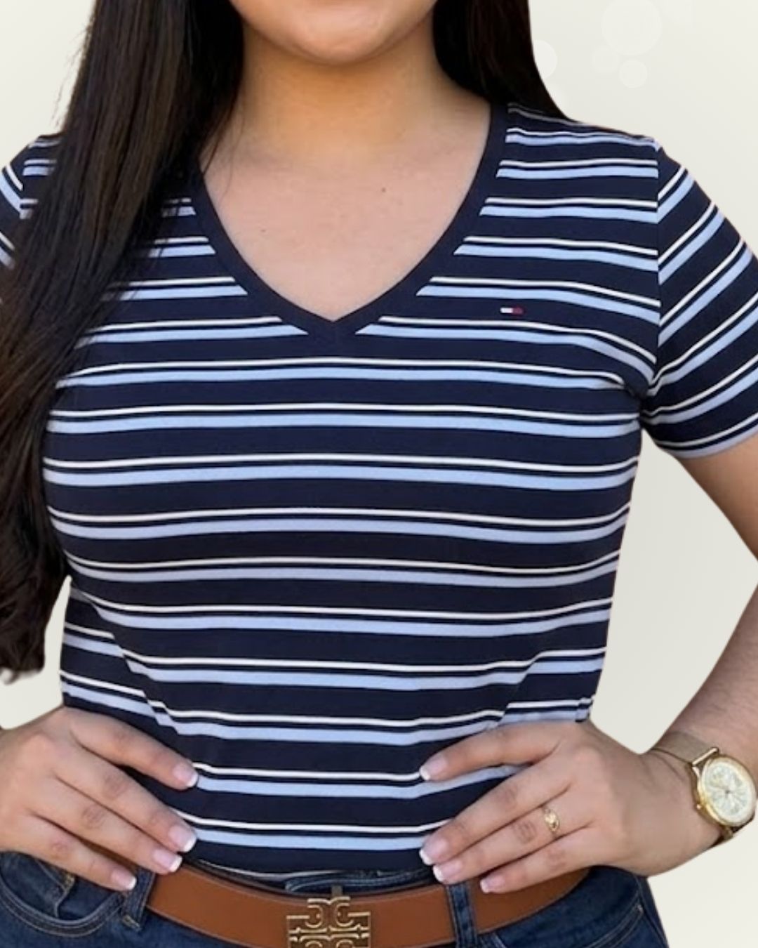 Blusa Tommy Hilfiger color azul rayas multicolor