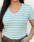 Blusa Tommy Hilfiger color verde rayas multicolor