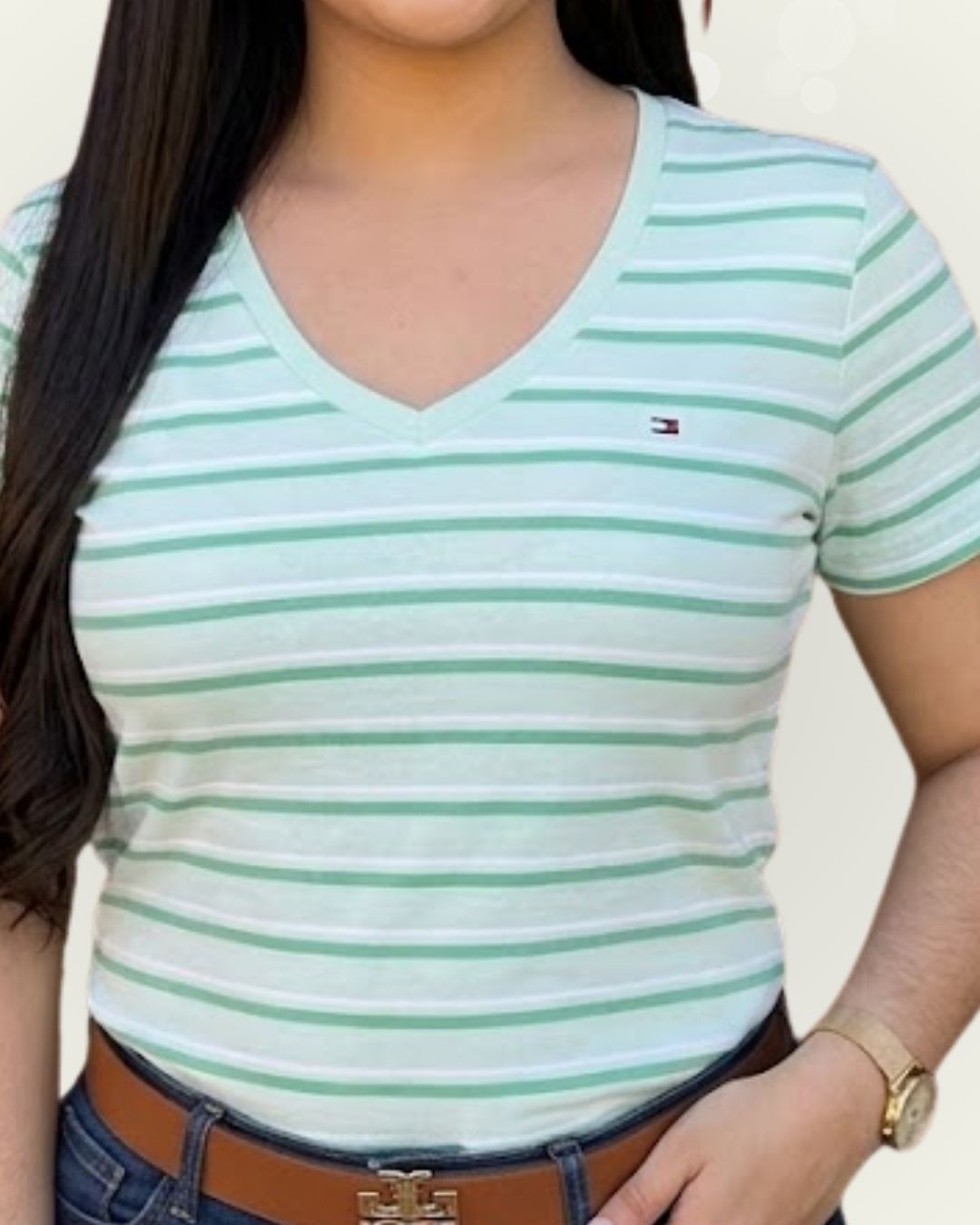 Blusa Tommy Hilfiger color verde rayas multicolor