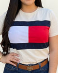 Blusa Tommy Hilfiger color beige estampada