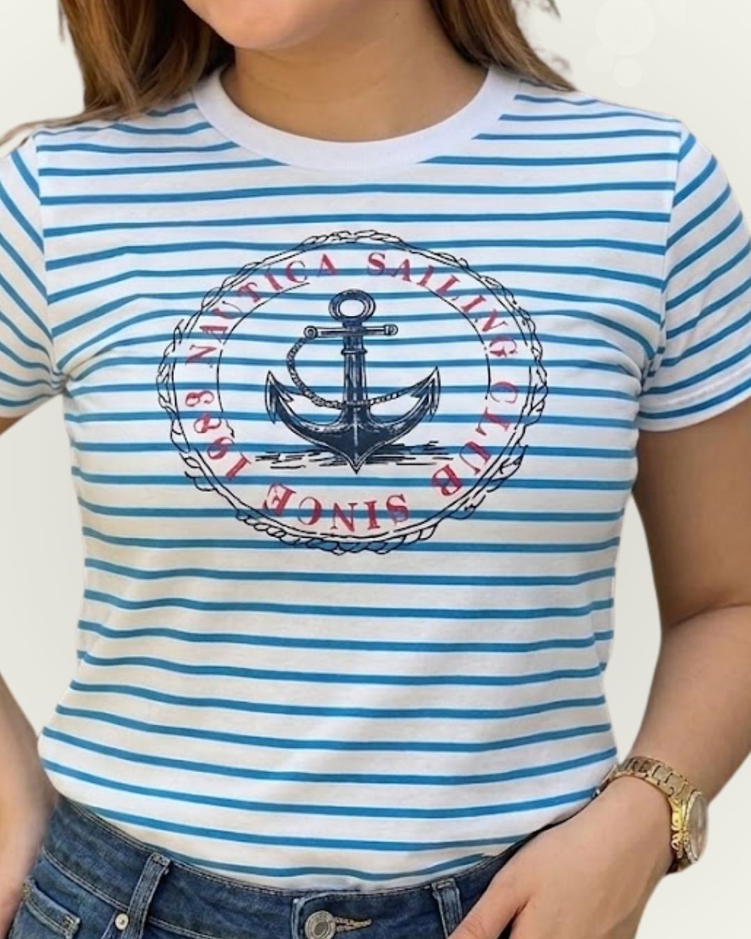 Blusa Náutica color blanco a rayas