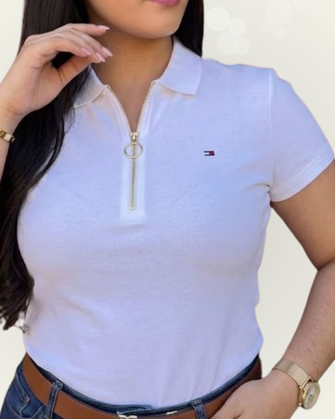 Polo Tommy Hilfiger Slim Fit color blanco