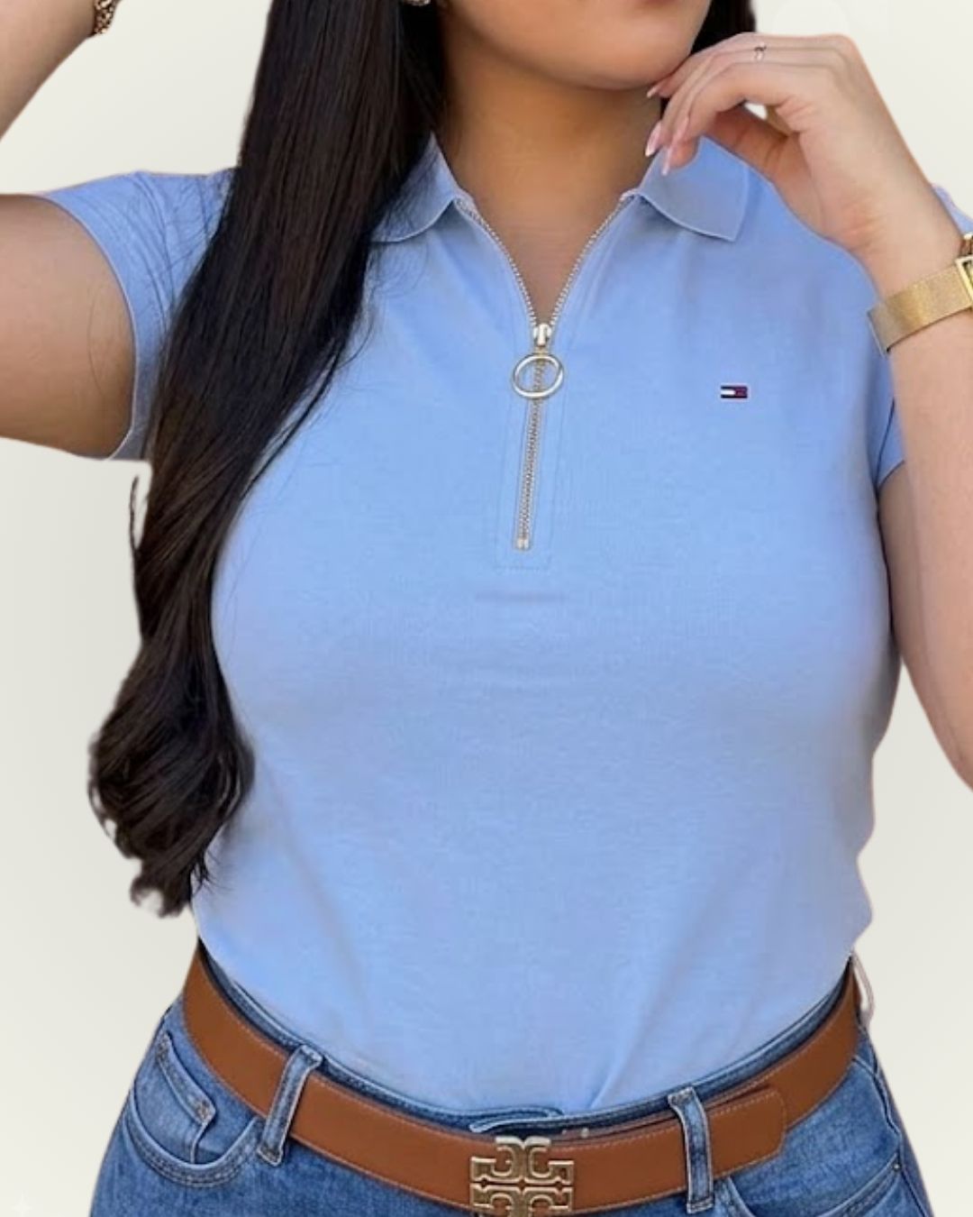 Polo Tommy Hilfiger Slim Fit color celeste