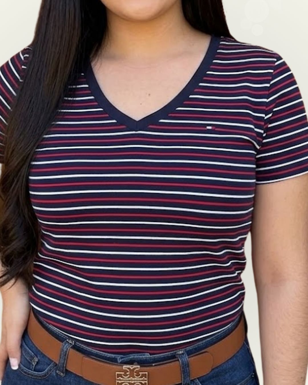 Blusa Tommy Hilfiger color azul rayas blancas y rojas