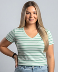 Blusa Tommy Hilfiger color verde rayas multicolor