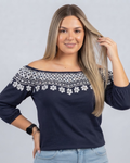Blusa Tommy Hilfiger color azul estilo campesino