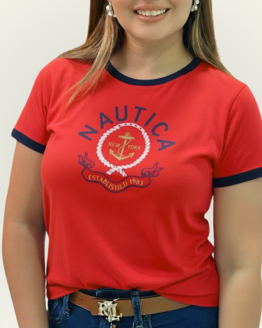 Blusa Náutica color rojo estampado