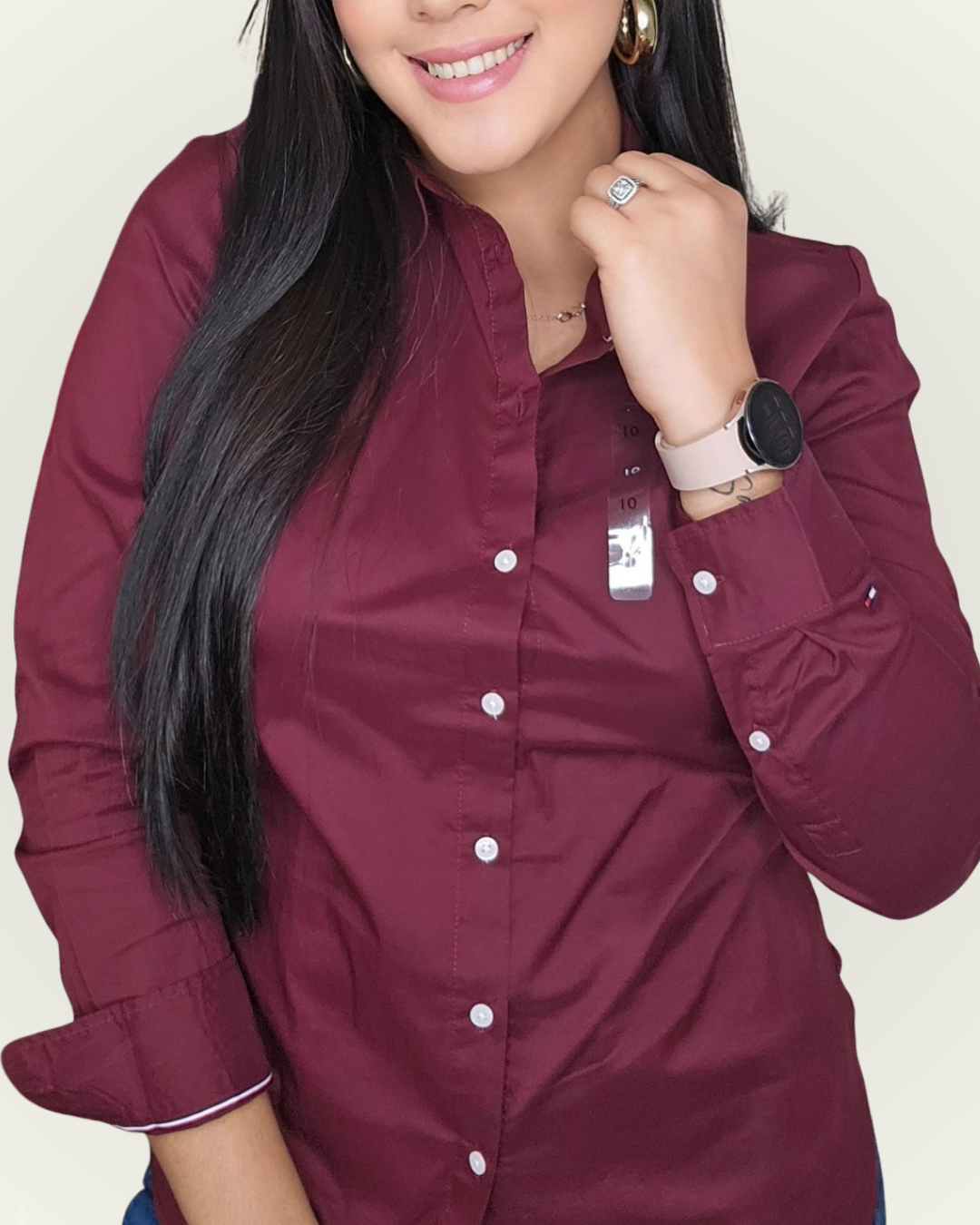 Camisera Tommy Hilfiger color vino