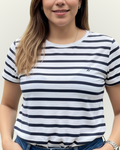 Blusa Náutica color blanco rayas azules