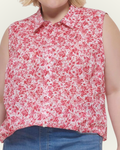 Camisera Tommy Hilfiger color blanco flores rojas
