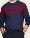 Suéter Tommy Hilfiger color azul rayas rojas