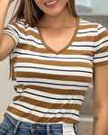 Blusa Tommy Hilfiger color café rayas blancas y azules