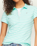 Polo Tommy Hilfiger Slim Fit color verde menta rayas blancas