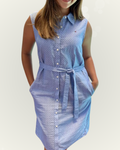 Vestido Tommy Hilfiger color celeste puntos blancos