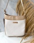 Crossbody Tommy Hilfiger color beige y blanco