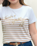 Blusa Náutica color beige rayas doradas