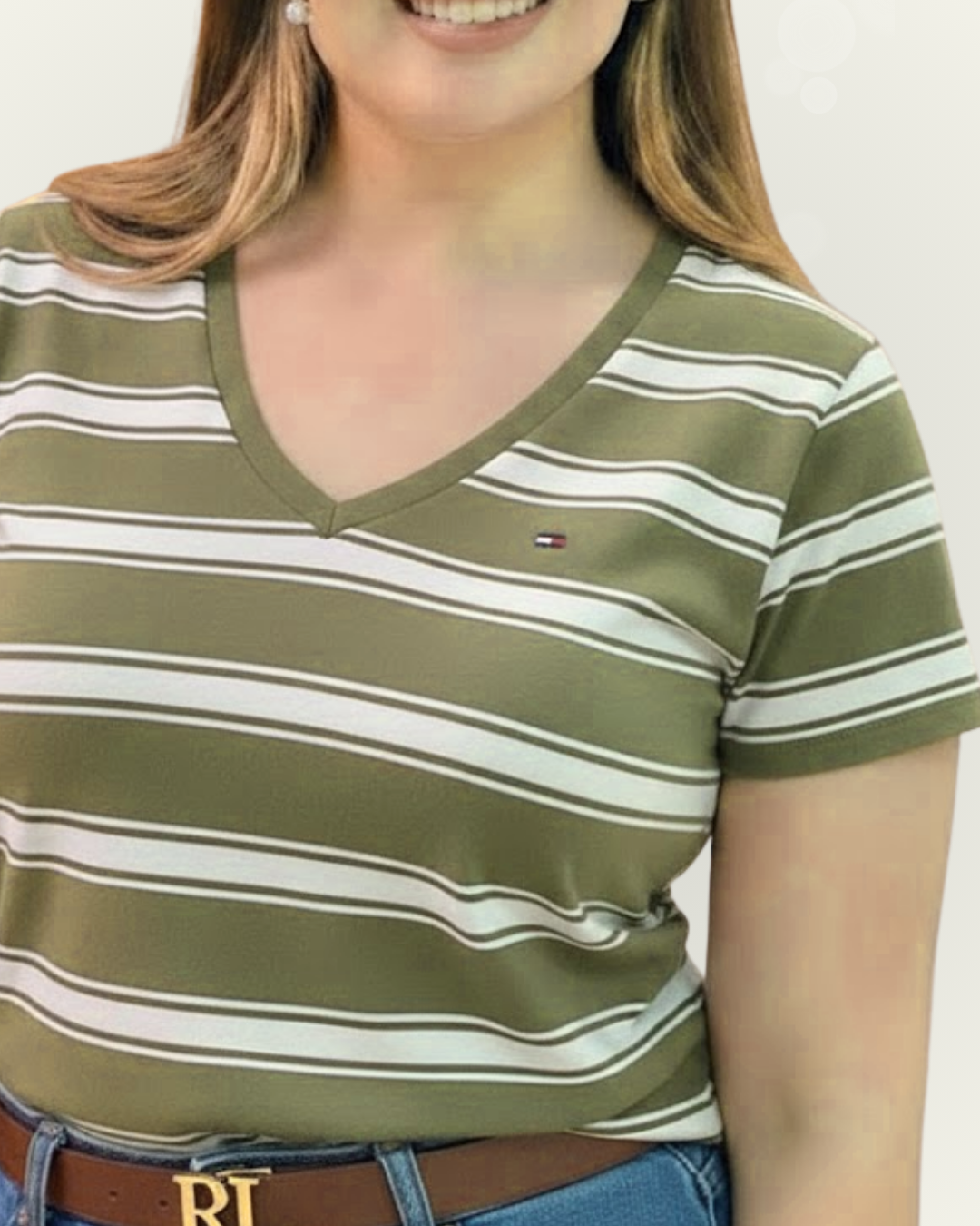 Blusa Tommy Hilfiger color verde rayas blancas