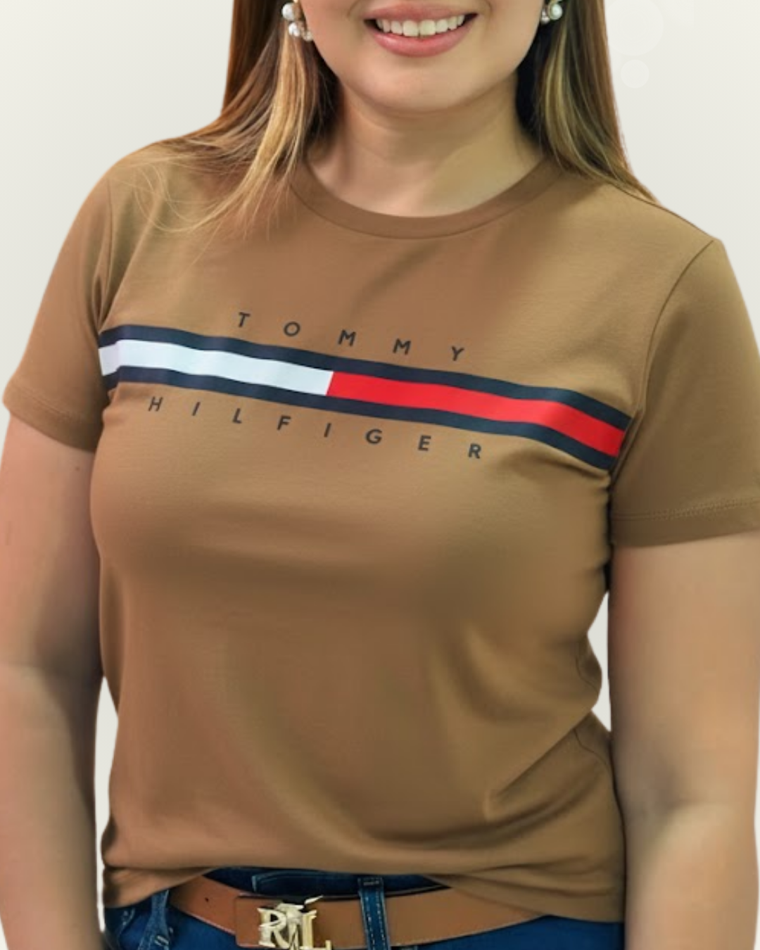 Blusa Tommy Hilfiger color café estampada