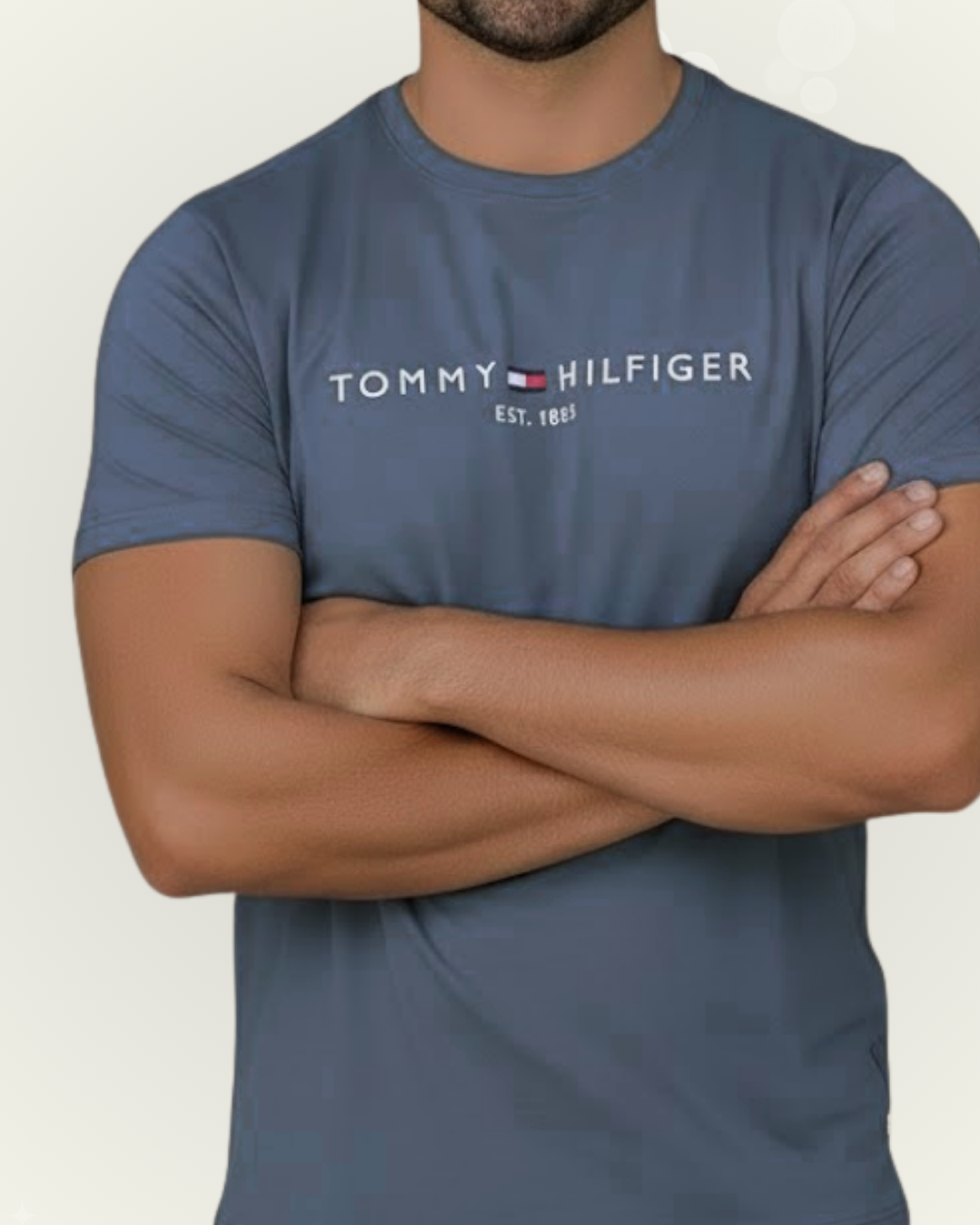 Camiseta Tommy Hilfiger color azul grisáceo estampada