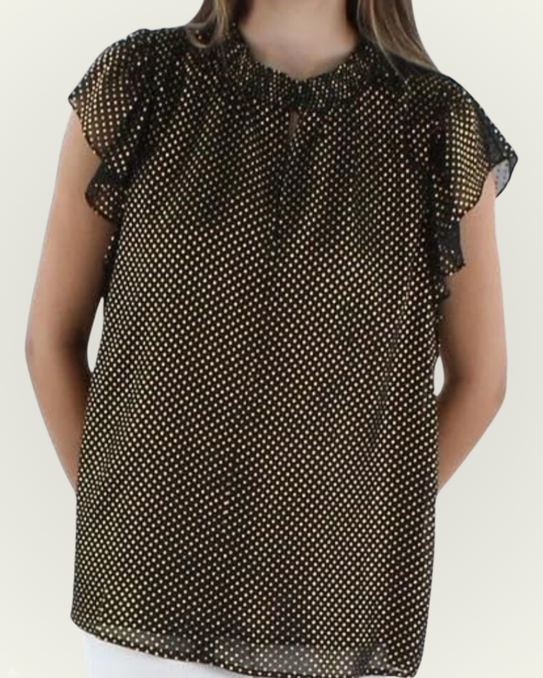 Blusa Tommy Hilfiger color negro puntos dorados