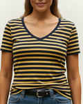Blusa Tommy Hilfiger color amarillo rayas azules