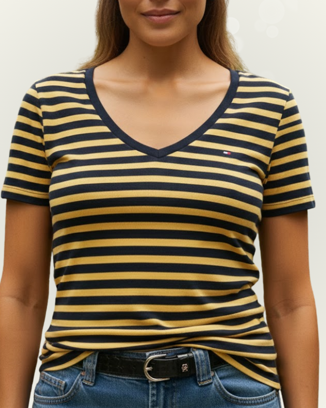 Blusa Tommy Hilfiger color amarillo rayas azules