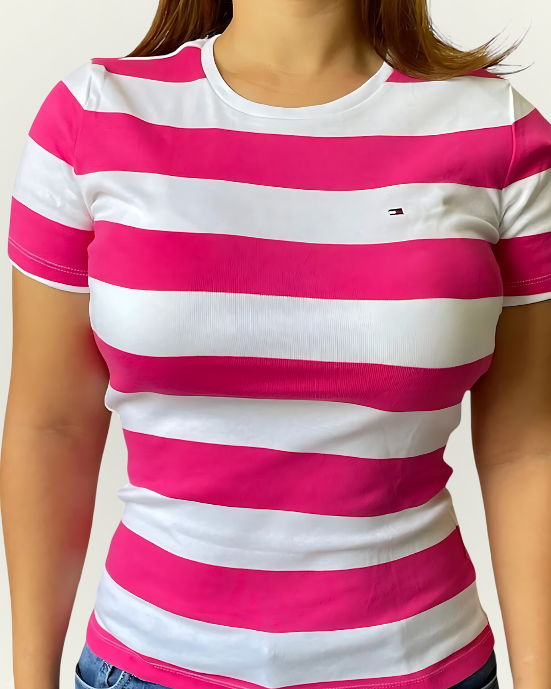 Blusa Tommy Hilfiger color blanco rayas fucsia