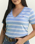 Polo Tommy Hilfiger color celeste rayas blancas